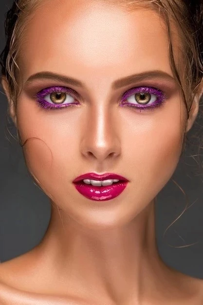 Ресницы с фиолетовыми вставками